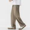 Pantalones casuales ligeros de lino lyocell tencel para primavera y verano para hombre, estilo americano, holgados, rectos, de pierna ancha, con caída, pantalones largos al por mayor