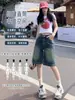 Shorts de Mezclilla Retro Estilo Americano Picante para Mujer Verano 2025 Nuevos Pantalones de Pierna Ancha Sueltos Adelgazantes de Cintura Alta