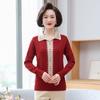 Camiseta Base para Mujer de Mediana Edad 2023 Nuevo Estilo Ropa de Madre Cuello Vuelto Otoño Manga Larga Top de Punto Moderno Estilo Versátil