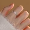 Anillo de Cadena de Trébol de Cuatro Hojas con Circonita Simple Mori Flor de Cuatro Pétalos de la Suerte Anillo de Dedo con Articulación de Diamante Regalo de Cumpleaños