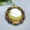 Pulseras Grandes para Hombres y Mujeres Suministro en Vivo Cuentas Dzi de Tres Ojos de Tíbet Cuentas de Tambor Grandes Patrón de Dragón Verde Pulsera de Calcedonia Ágata Fantasía