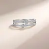 Anillo de Plata S925 de Doble Capa Hexagonal con Moissanita para Mujer Banda Delgada Anillo Apilable Transmisión en Vivo Joyería Transfronteriza Fuente de Fábrica