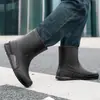 Botas de lluvia cortas para hombre, impermeables, con puños elásticos, forradas de polar, botas de trabajo duraderas, botas de agua antideslizantes para exteriores, botas de pesca