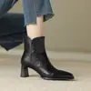 Botas finas de tacón alto para mujeres menudas, 2026 elegantes botas cortas de estilo coreano para otoño e invierno con punta fina, botas para mujer de talla grande