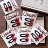 Nuevo Estilo Coreano Niños Ropa de Principios de Otoño Angora Rojo Corazón de Melocotón Pinza para el Cabello para Niñas y Padres, Sencilla Flor Lazo Lateral