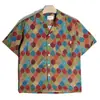 Camisa de Manga Corta Estilo Hawaiano, Holgada, Estilo Tailandés-Hong Kong, Barroco Americano, Cuello Cubano, Estampado de Corte