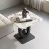 Mesa de centro de pizarra, Mesa pequeña, Mesa lateral móvil para sofá, Mesa cuadrada redonda para sala de estar balcón, Mesa de noche, Estante de almacenamiento, Modelo nuevo