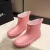 Zapatos de Lluvia a Cuadros Estilo Japonés para Estudiantes Zapatos de Lluvia Versátiles Zapatos de Agua Botas Impermeables Antideslizantes de Tubo Corto Cálidos para Exteriores Cocina Zapatos de Goma para Mujer