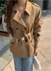 Trench Coat Curto Estilo Britânico 2026 Nova Chegada Primavera/Outono Figura Petite Temperamento Dupla Face Moda Slim-Fit Jaqueta Trench Coat