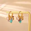 Brincos Populares Coloridos de Pedra Natural Zircônia, Vintage de Luxo Leve, Moda de Alto Padrão, Temperamento Elegante, Joias com Franjas