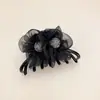 Pinza de Flor con Pedrería de Malla 2025 Nuevo para Mujer de Gama Alta Elegante Pinza para Cola de Caballo Alta Pinza Trasera Pinza de Tiburón
