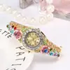 Relógio de Pulso Feminino Vintage Fashion Flor 3D Cloisonné Pulseira de Moda Feminina Relógio de Quartzo
