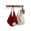 Bolso Tejido Nuevo de Gran Capacidad para Vacaciones en la Playa de Verano, Bolso de Playa de Punto Floral, Bolso Tote de Hombro Único de Moda para el Trabajo