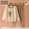 Conjunto de ropa de otoño de algodón puro Clase A para niños, ropa interior sin costuras para niños, pantalones largos de manga larga, pijama para casa para niños pequeños
