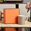 Caneca de Porcelana Mosaico H Familiar Transfronteiriça Estilo Palácio Europeu Copo Feng Shui Caixa de Presente Requintada Caneca de Cerâmica