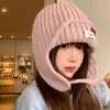 Atmosfera de Inverno Ins Chapéu de Lã Tricotado Coreano para Mulheres Outono e Inverno Proteção Quente para Ouvidos Chapéu de Voo Chapéu Lei Feng de Esqui