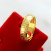 Anillo Baifu Chapado en Oro de 24k Anillo Simple para Hombre y Mujer Apertura Ajustable Anillo de Oro Arena Estilo Coreano