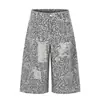 Jia Yiku 2026 Novos Calças Cropped Estampa de Leopardo Retrô Americano Largas Retas com Rasgos Casuais de Comprimento Médio Masculinas e Femininas