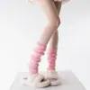 Meias de Tricô para Pés Femininas Primavera e Outono Jk Meias Brancas Empilháveis Y2K Cano Longo Manga de Panturrilha Lolita Bola de Pelo Meias com Renda