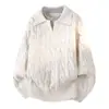 Suéter retro de punto trenzado estilo francés para hombre, nueva colección otoño e invierno, estilo holgado y casual, con cuello camisero y diseño de dos piezas falso
