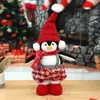 Nuevas decoraciones navideñas transfronterizas: figura de pingüino retráctil, adorno de pingüino navideño rojo y gris para decoración de ventana