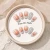 Venda Quente Unhas Portáteis Feitas à Mão Pontas de Unha Azul Mambo Bolinhas Francesa Sensação de Alto Padrão Adesivos de Unha para Manicure Unhas Postiças Feitas à Mão