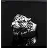 Anillo de Tigre Retro para Hombre Estilo Rock, Anillo de Tigre Exagerado y Dominante para Dedo Índice, Anillo de Dedo Personalizado con Cabeza de Tigre de los Doce Signos del Zodíaco