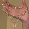 Orquídea Mariposa Rosa - Collar de Borlas en Capas Mariposa Colorida de Primavera para Mujer, Princesa Fugitiva, Gargantilla Exquisita de Lujo Ligero