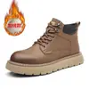 Botas de Hombre 2025 Invierno Terciopelo Cálido Algodón para Nieve Estilo Británico Caña Alta Zapatos de Hombre Botas de Trabajo para Exteriores