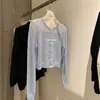 Mezcla de lana imis*2026 colección de otoño cárdigan casual elegante con empalme de encaje suéter tejido para mujer