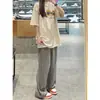 Pantalones de Rayas para la Calle para Mujer Primavera y Otoño Pequeños Adelgazantes Rectos Estilo Perezoso Pantalones Deportivos Sueltos Pierna Ancha Casuales