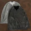 Camiseta de Manga Larga Rayada con Cuello Henley Estilo Old Money para Hombre, Chaleco de Pareja para Primavera y Otoño, Camiseta Básica de Cuello en V Texturizada, Sudadera de Punto