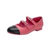 Novos Sapatos Femininos Estilo Primavera Bico Redondo Retro Estilo Francês Planos Baixos Mary Jane, Sapatos Femininos de Couro Genuíno Salto Baixo