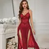 Comercio Exterior Transfronterizo Nuevo Estilo Europeo y Americano Lencería Sexy, Falda Larga Sexy de Malla de Encaje para Mujer con Abertura, Ropa para el Hogar, Conjunto Atrevido
