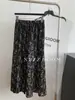 Falda Floral 100% Poliéster Dobladillo Ancho Mujer Cintura Elástica Longitud Media Plisada Falda de Hada Otoño Temprano 2025