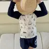 Traje de baño coreano de dos piezas para niños, nuevo traje de baño de manga larga protector solar de secado rápido, conjunto de natación de verano