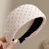 Diadema vintage de lunares plisada de ala ancha para mujer, casual y única, con un toque de alta gama, diadema versátil que hace que la cabeza se vea más alta y el rostro parezca más pequeño