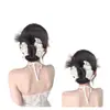 Peluca de Lunares Coreana para Mujer con Pinza, Moño Bajo, Cabello Natural Esponjoso, Peluca de Bolsa