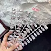 Y226 Uñas Postizas Cortas con Estampado de Almendra Translúcidas Tacto de Alta Gama Diseño de Alta Gama Puntas de Uñas Pintadas en Spray Pegatinas para Uñas 30 Piezas