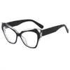 Ojo de Gato Europeo y Americano INS Moda Transfronteriza Gafas Anti-luz Azul Desfile de Moda Femenina Gafas Planas de Contraste Retro