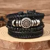 2025 Nova Moda Punk Rock Liga Europeia High-End Preto Marca Tendência Poseidon Estrela de Oito Pontas Bússola