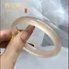Pulsera de Ágata Natural del Mismo Estilo que la Tienda Física, Jade Hielo de Alta Calidad, Pulsera de Ágata Blanca Luna Color Dorado Champaña Claro, Pulsera Tipo Hielo