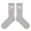 Meias Finas de Meia-Canela para Primavera e Verão para Mulheres, Algodão Laço Doce Gaze Bolha Renda Estilo Ballet Coreano Meias Largas Estilo Miu