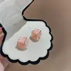 Pendientes de Botón Geométricos de Aguja Plateada Coloridos con Diamantes, Frescos y Dulces, Simples y Versátiles para el Verano, Pendientes de Nicho de Gama Alta para Mujer