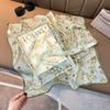Pañuelo de Seda 70*70 Chifón de Seda Estampado Floral Pañuelo 100% Seda de Morera para Mujer, Pañuelo Cuadrado Pequeño para Atar Bolsos, Venta al por Mayor, Estilo Fresco y Dulce