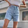 40-En-Stock-30760 # Estilo Casual Holgado de Moda Europeo y Americano. Shorts de Mezclilla para Mujer con Cintura Holgada que Te Hacen Ver Más Delgada.