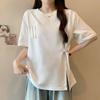 Nueva Camiseta de Manga Corta con Botón de Borla Estilo Chino para Mujer, Nueva Colección Verano 2026 Holgada Adelgazante Talla Grande para Mujer Ins