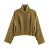 Comércio Exterior Transfronteiriço Estilo Europeu e Americano Roupas Femininas ZA AliExpress Mais Vendido Gola Alta Multicor Jaqueta Bomber Simples