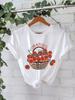 Em estoque moda gola redonda europeia e americana top de algodão com estampa de tomate camiseta feminina Amazon em estoque manga curta solta comércio exterior