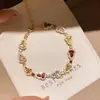 Pulsera de calabaza de circón de colores de alta gama para mujer, pulsera versátil de estilo vintage de lujo ligero, joyería de diseño nicho al por mayor
